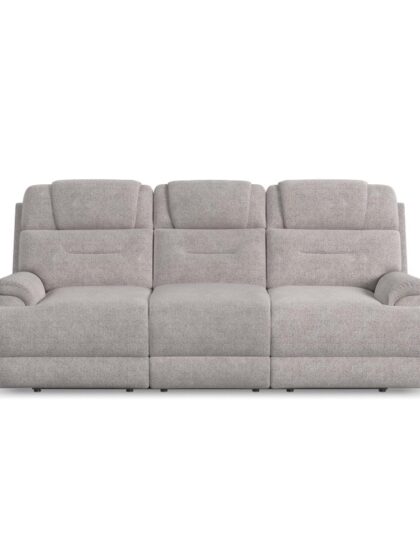 Zecliner Zofa Gray Power Reclining Sofa with, Power Headrest, Lumbar, Heat & Massage