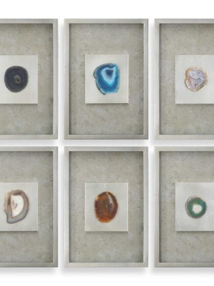 Uttermost Agate Stone Silver Wall Art Set/6