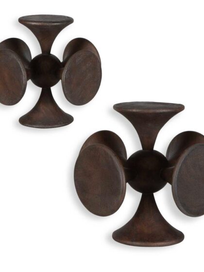 Uttermost Balanced Harmony Dark Wooden Sculptures Set/2