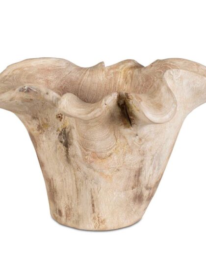Uttermost Teak Flow White Wash Outdoor Bowl