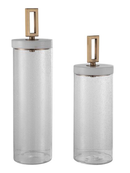 Uttermost Hayworth Seeded Glass Containers Set/2