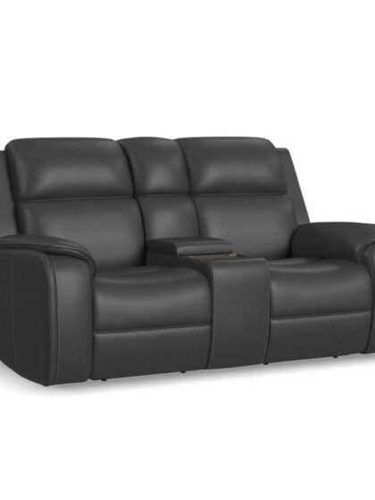 Ziggy Power Reclining Loveseat with Console, Power Headrest, Lumbar, Heat & Massage