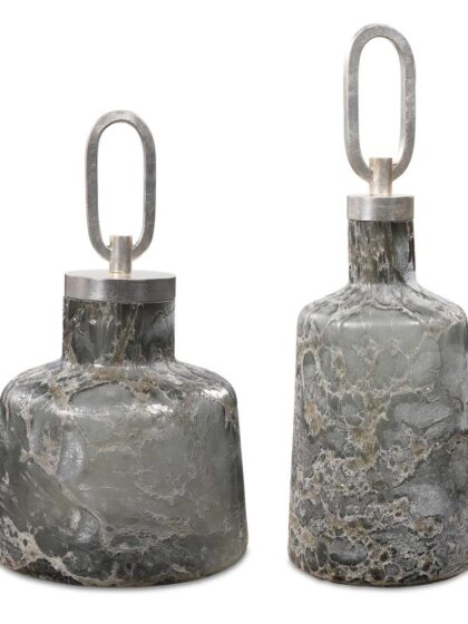 Uttermost Storm Art Glass Bottles Set/2