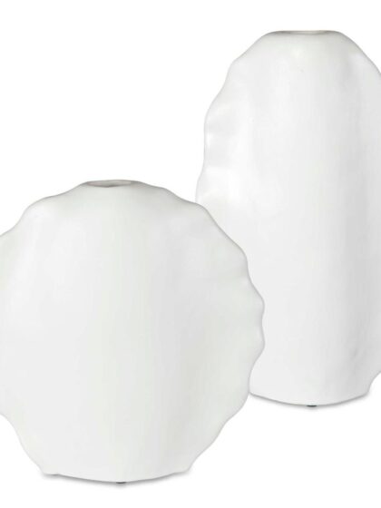 Uttermost Ruffled Feathers Modern White Vases Set/2