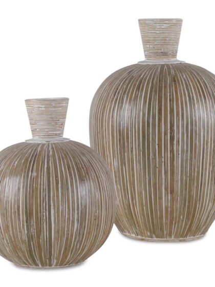 Uttermost Islander White Washed Vases Set/2