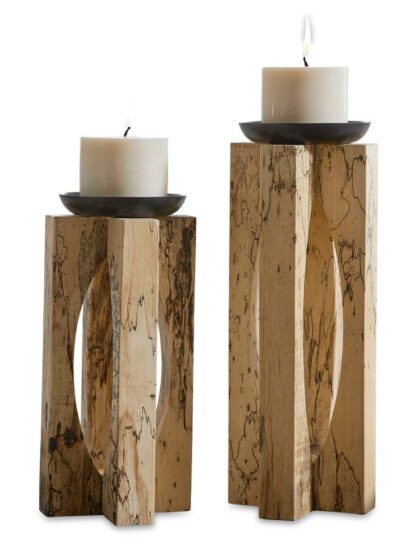 Uttermost Ilva Wood Candleholders Set/2