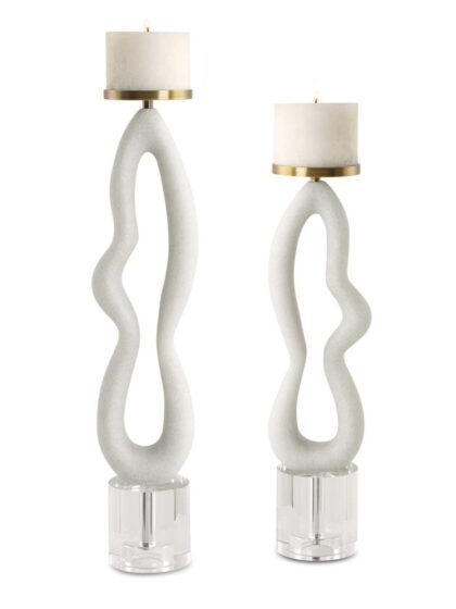 Uttermost Feamelo Ivory Stone Candleholders Set/2