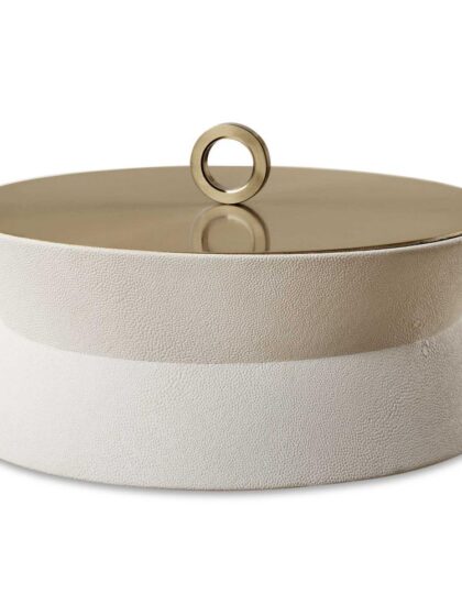 Uttermost Luxe White Shagreen Round Box