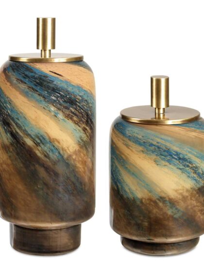 Uttermost Celestial Tide Glass Containers Set/2