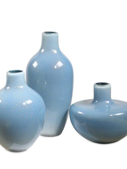 Uttermost Celestial Frost Blue Vases Set/3