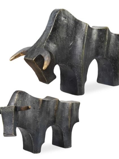 Uttermost Regal Bull Bronze Sculptures Set/2