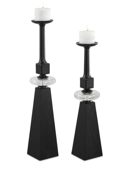 Uttermost Ebon Glow Floor Candleholders Set/2