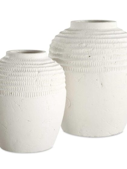 Uttermost Luna Ridge White Ceramic Vases Set/2
