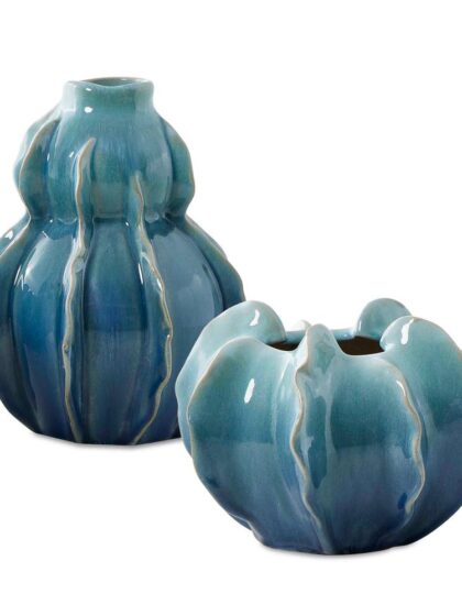 Uttermost Ocean Wave Outdoor Glazed Vases Set/2