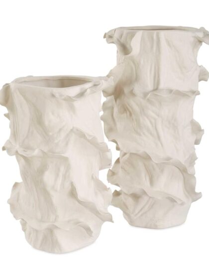 Uttermost Ripple Crest White Vases Set/2