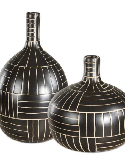 Uttermost Graphite Stride Geometric Vases Set/2