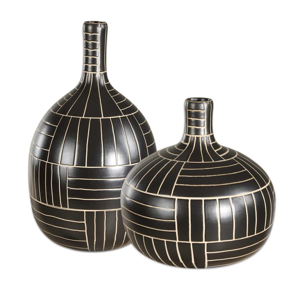 Uttermost Graphite Stride Geometric Vases Set/2