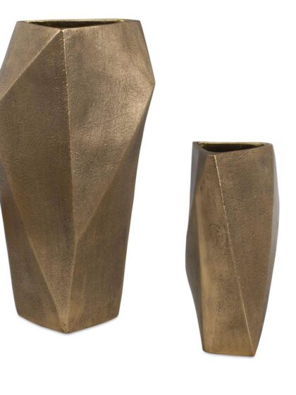 Uttermost GeoForm Indoor-Outdoor Brass Vases Set/2