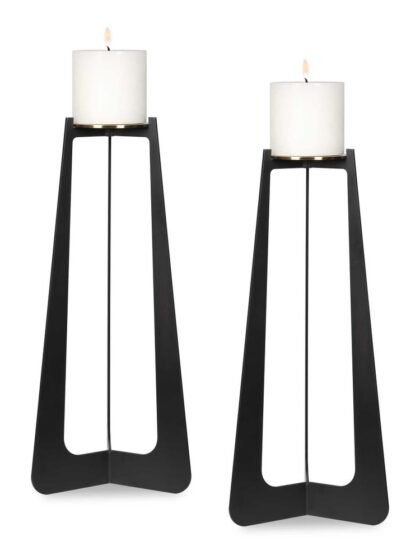 Uttermost Columnar Black Candleholders Set/2
