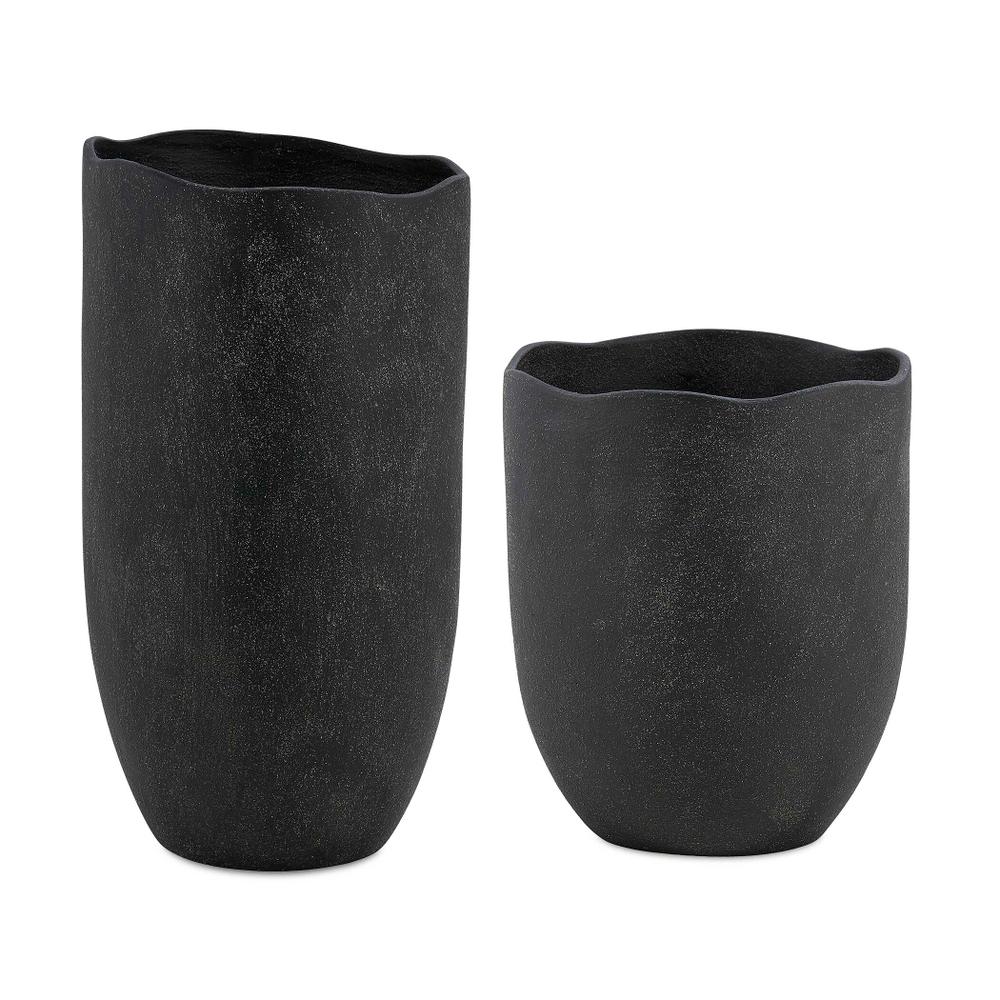 Uttermost Komorebi Indoor-Outdoor Black Vases Set/2