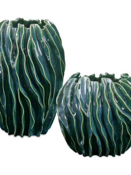 Uttermost Veridian Ridge Indoor-Outdoor Vases Set/2