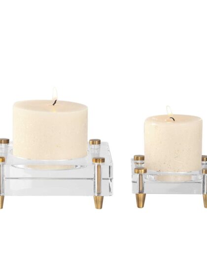 Uttermost Claire Crystal Block Candleholders Set/2