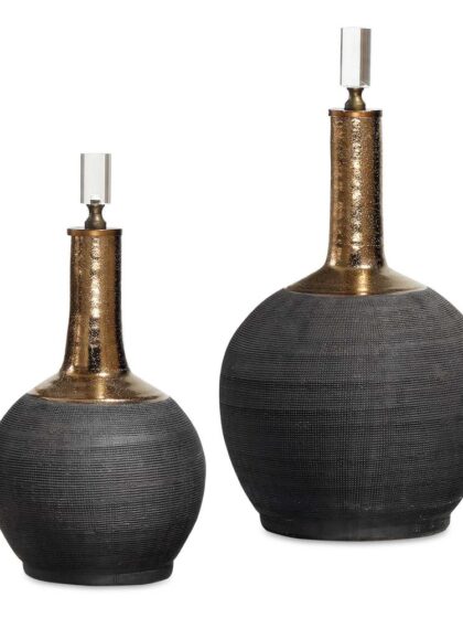 Uttermost Arnav Matte Black Bottles Set/2