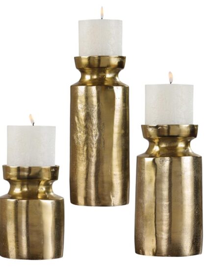 Uttermost Amina Antique Brass Candleholders Set/3