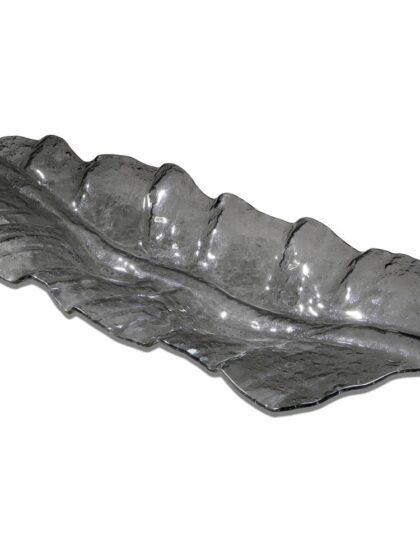 Uttermost Smoked Leaf Glass Tray