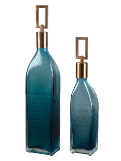 Uttermost Annabella Teal Glass Bottles Set/2