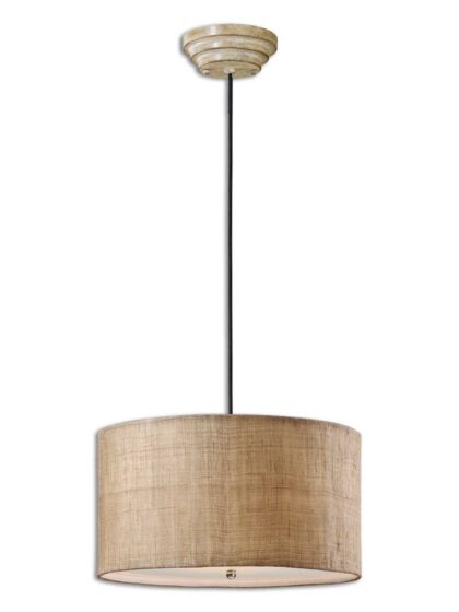 Uttermost Dafina 3 Light Burlap Drum Pendant