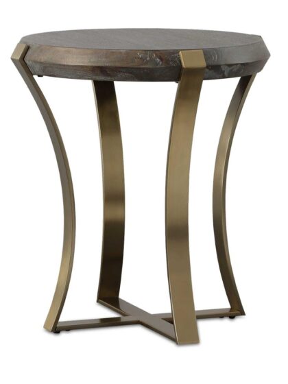 Uttermost Unite Brass Leg Wood Side Table