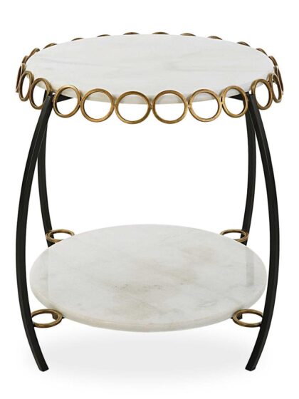Uttermost Chainlink White Marble Side Table