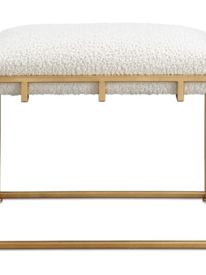 Uttermost Paradox Small Gold & White Shearling Bench