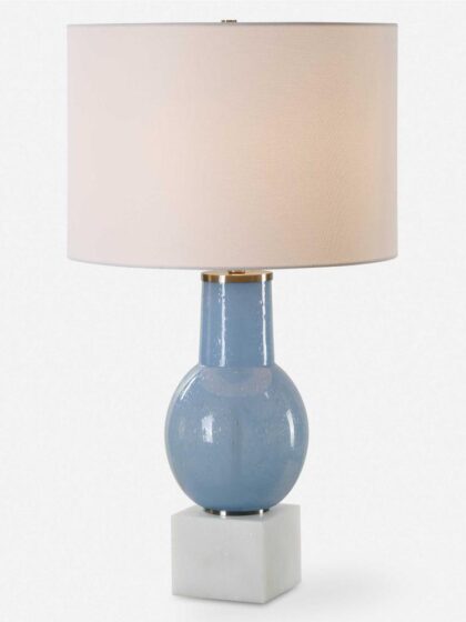 Uttermost Clear Sky Blue Glass Table Lamp
