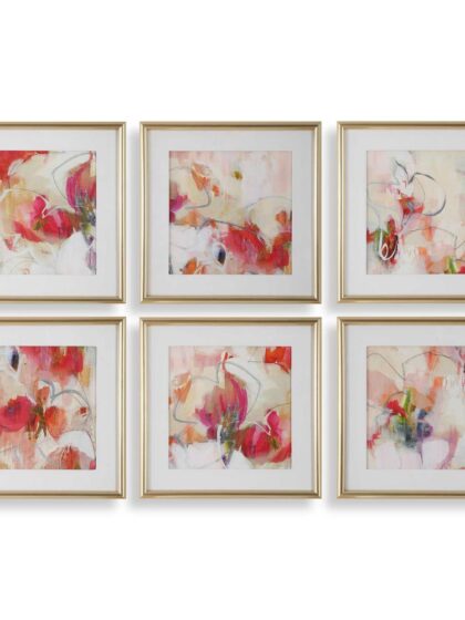 Uttermost Fresh Start Red Abstract Prints Set/6