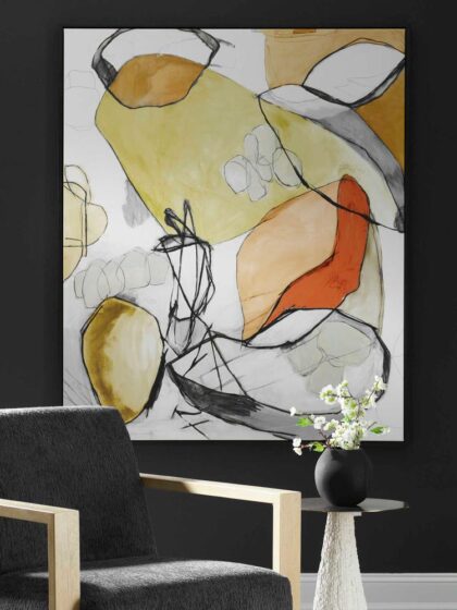 Uttermost Charcoal Improvision Framed Abstract Art