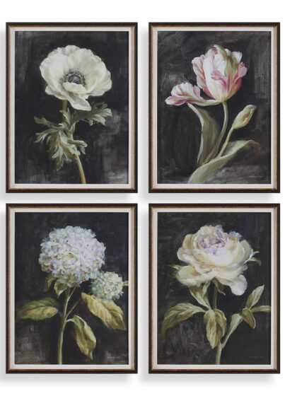 Uttermost Florals On Black Framed Prints Set/4