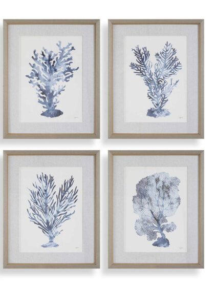 Uttermost Shibori Coral Framed Prints Set/4