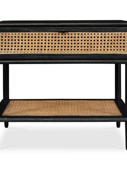 Uttermost Coast Black Rattan Side Table