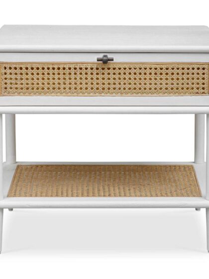 Uttermost Coast White Rattan Side Table