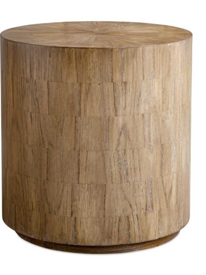 Uttermost Nevis Wood Cylinder Side Table