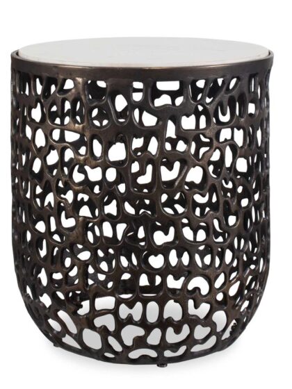 Uttermost Sabena White Marble Outdoor Side Table