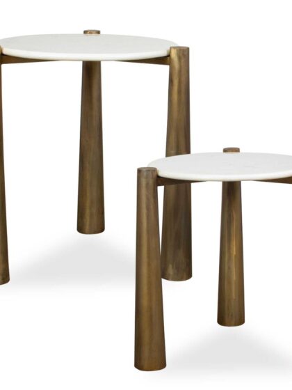 Uttermost Claridge White Marble Nesting Tables Set/2