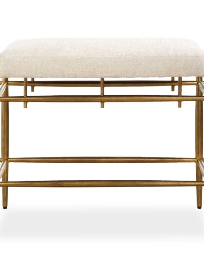 Uttermost Karleen Plush White Small Brass Bench