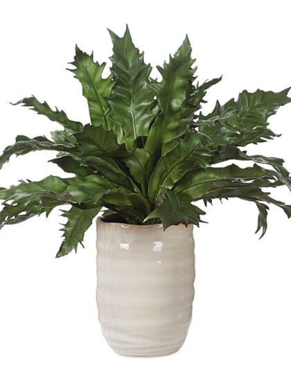 Uttermost Verdure Fern In Glazed Pot