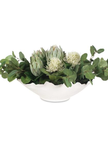 Uttermost Protea Blooms White Bowl Centerpiece
