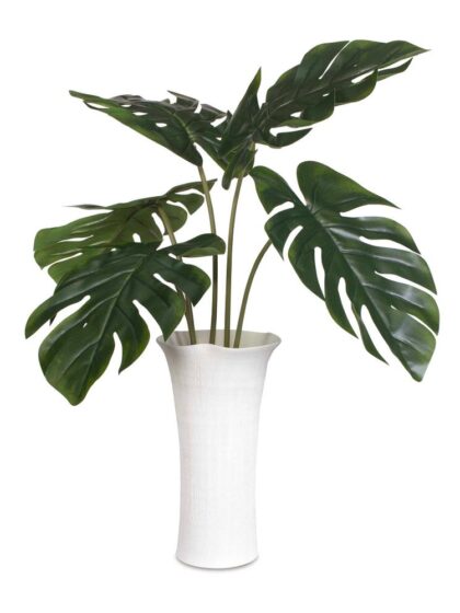 Uttermost Muse Monstera White Vase Centerpiece