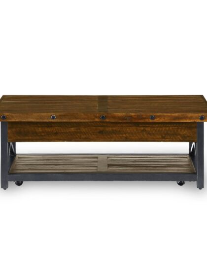 Carpenter Brown Rectangular Lift-Top Coffee Table with Casters