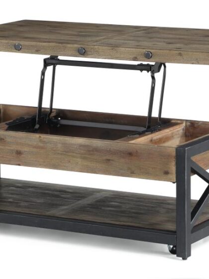 Carpenter Brown Rectangular Lift-Top Coffee Table with Casters